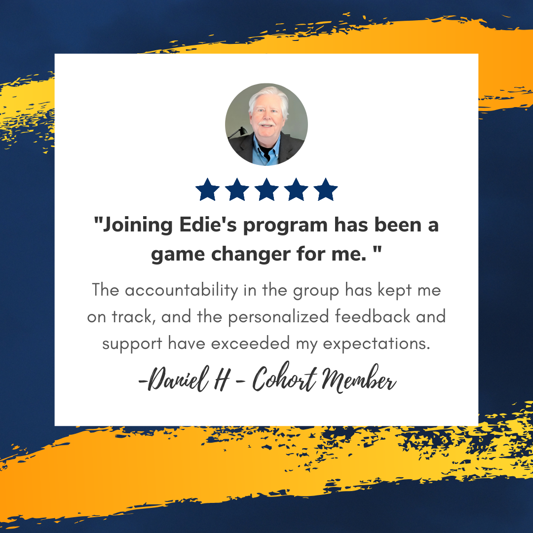 Daniel colorful card with a profile image of a person and testimonial quote