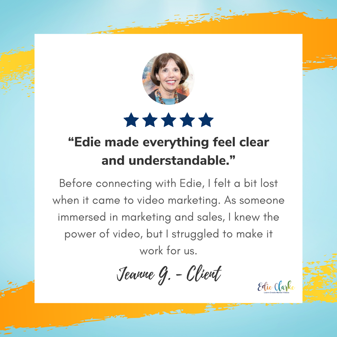 Jeanne colorful card with a profile image of a person and testimonial quote