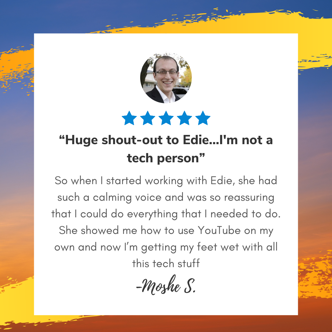 Mo colorful card with a profile image of a person and testimonial quote