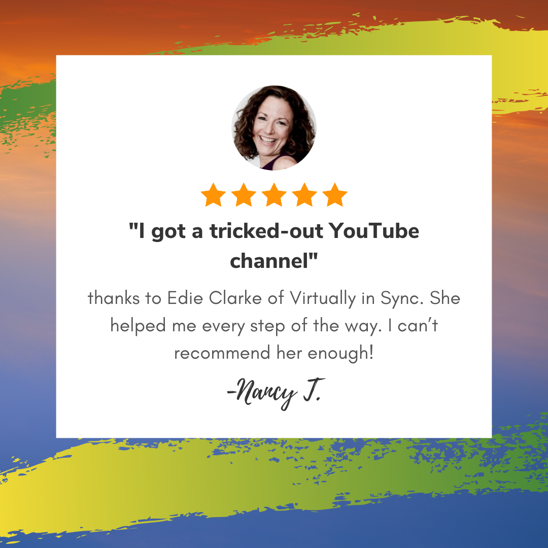 Nancy colorful card with a profile image of a person and testimonial quote