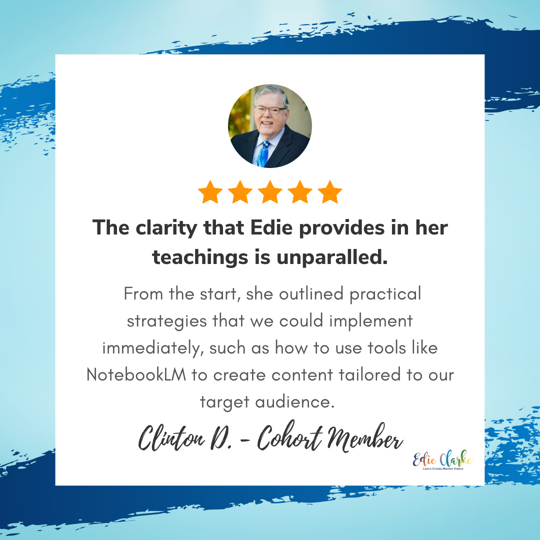 Clinton Day colorful card with a profile image of a person and testimonial quote