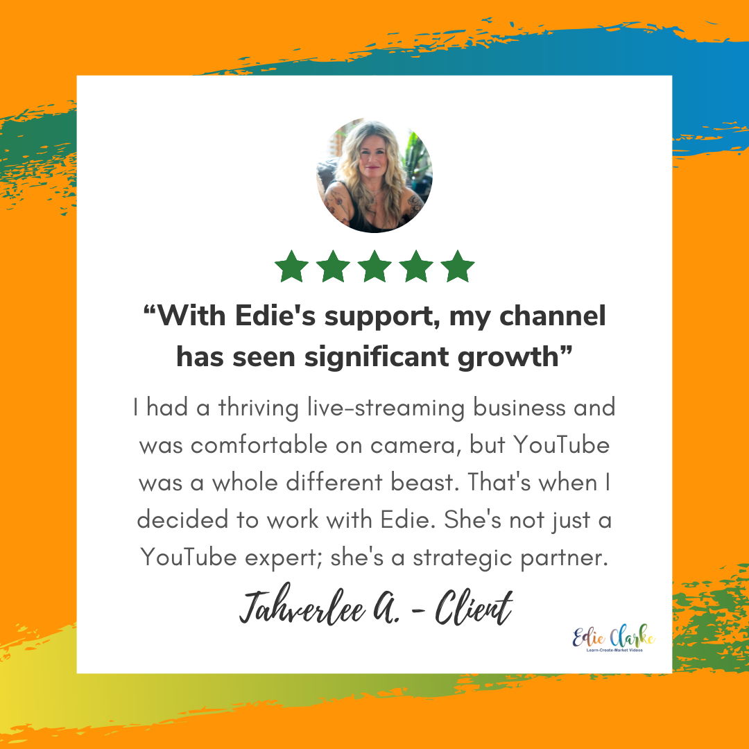 Tahverlee colorful card with a profile image of a person and testimonial quote